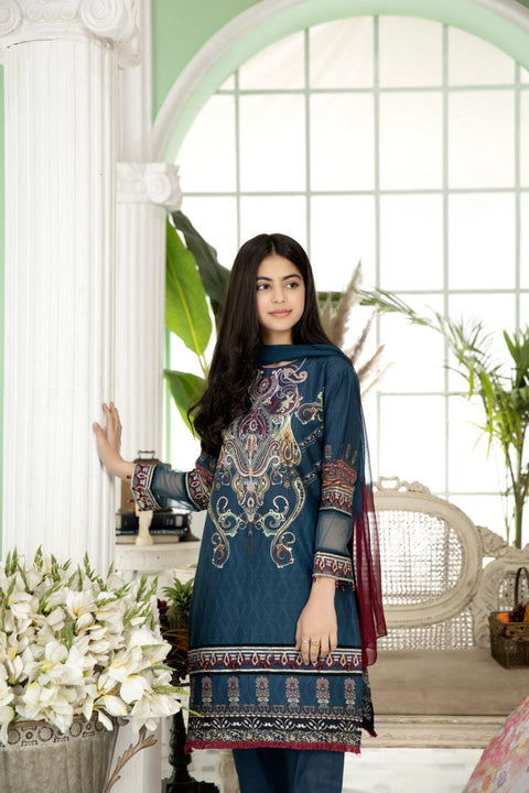 Kids Ready to Wear 3 Pcs Embroidered Lawn Collection by Mona 05