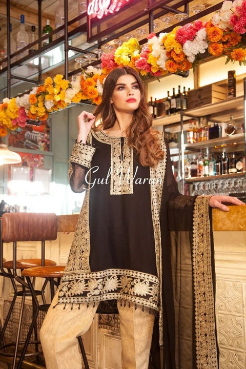 Black Prestige Luxury Chiffon Dress by Gulwarun