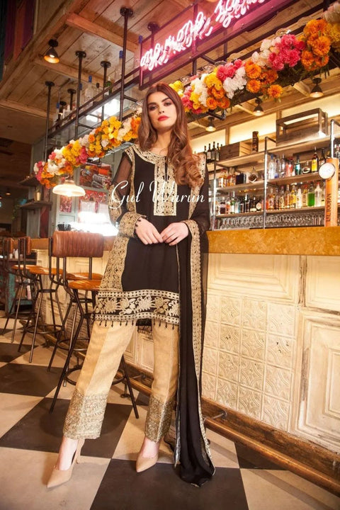 Black Prestige Luxury Chiffon Dress by Gulwarun