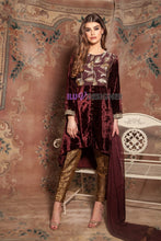 Velvet Embroidered Dress with pearls detailing by Simrans