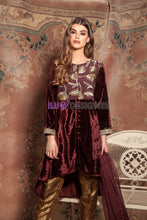 Velvet Embroidered Dress with pearls detailing by Simrans