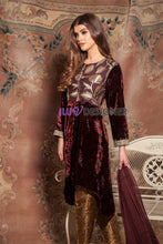 Velvet Embroidered Dress with pearls detailing by Simrans