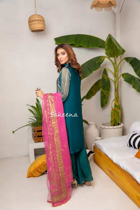 Silk Block printed Ready to Wear Dress by Sakeena Hasan 03