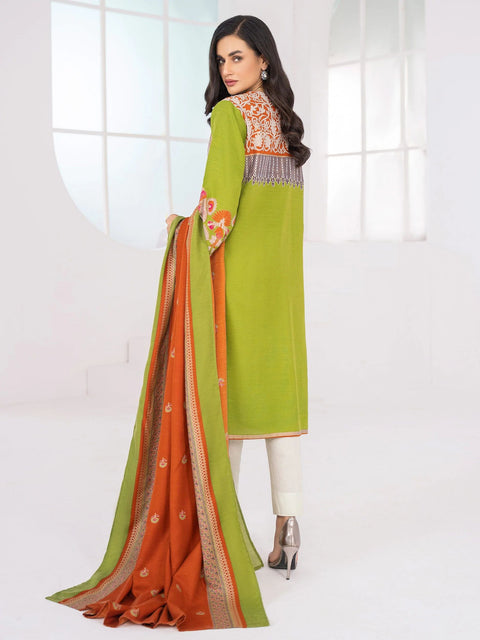 3pc LimeLight Khaddar Wool Shawl Dress u1415-Green