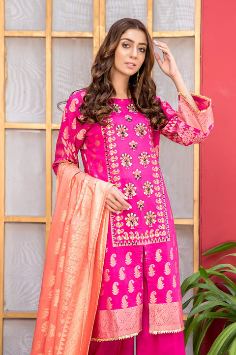 Jacquard Lawn Ready to Wear Dress with Handwork by Zaiwa 11