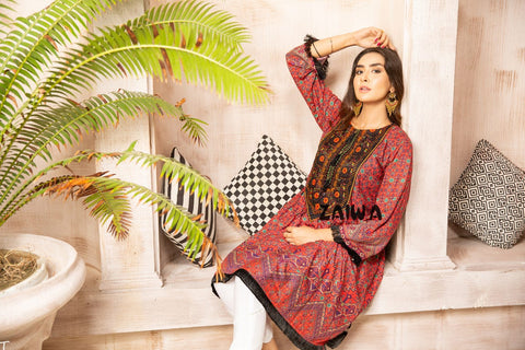 Winter Ready to Wear Embroidered Kurta by Zaiwa 04